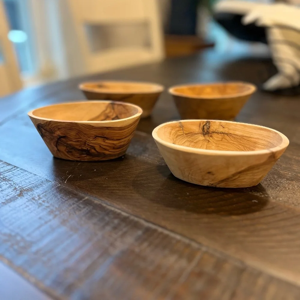 Crate & Barrel Olivewood Bowls (Set of 4)